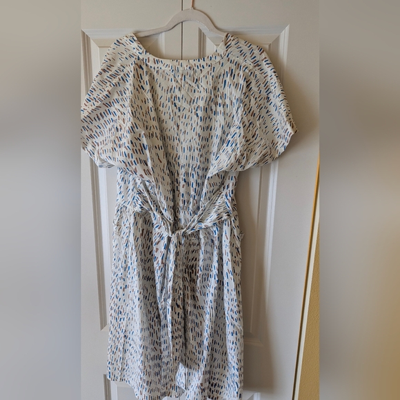 Alfani White Midi Dress with Blue Pattern Size 18 - Picture 2 of 5